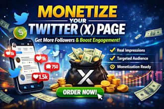 promote twitter x page link to complete monetization and increase audience