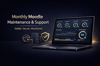 provide monthly moodle maintenance, monitoring and technical support