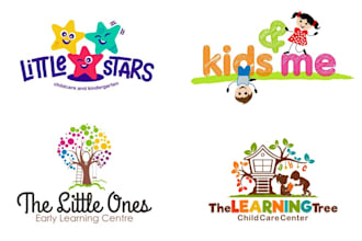 design modern childcare, education kids, and children logo