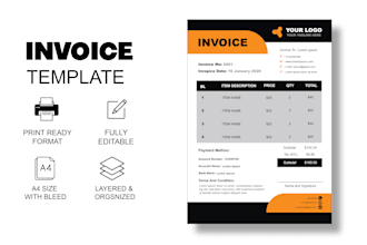 design professional invoice template, letterhead and receipt
