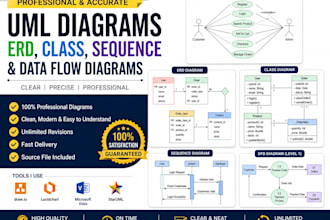 create professional uml diagrams, erd, class, sequence and dfd diagrams