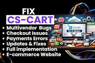 fix cs cart multivendor theme module website bugs and checkout payment errors