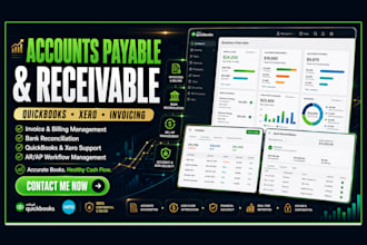 manage accounts receivable,accounts payable,invoicing, quickbooks reconciliation
