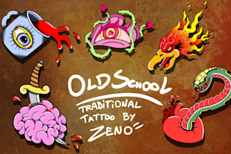 create a traditional old school style tattoo design