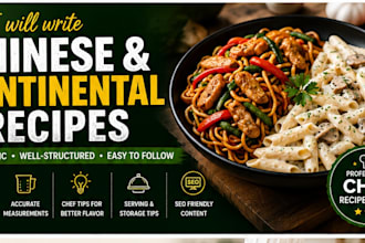 write authentic chinese and continental recipes for food blogs