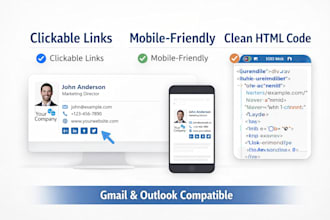 create a professional HTML email signature for gmail and outlook