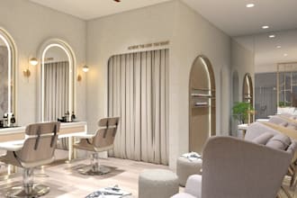 luxury hair salon interior design, commercial spa layout, skincare clinic render
