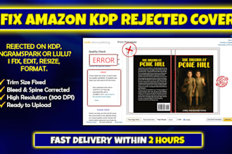 fix, resize and edit amazon KDP, ingramspark book cover