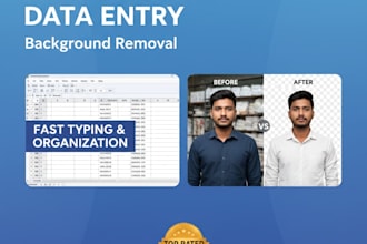 do professional data entry and image background removal