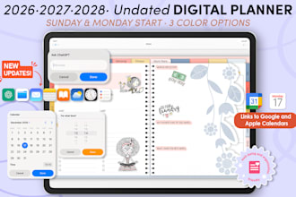create a digital planner for ipad, goodnotes, google, and apple calendars