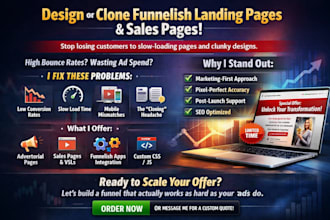 design or clone funnelish landing pages advertorial page sales page
