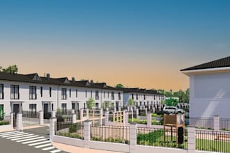model townhouse development for marketing, cluster housing,estate housing render