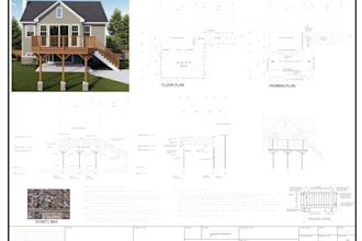 architect floor plans and city permit blueprints for garage deck patio sunroom