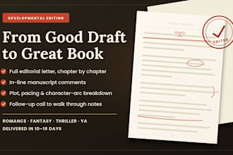 developmental edit your manuscript for plot, structure and pacing, book editing