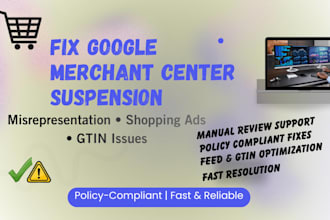 fix google merchant center suspension misrepresentation reinstate shopping ads
