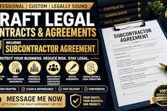 draft legal contracts, agreements, ndas, business, employment and subcontractor