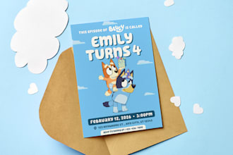 design a bluey birthday invitation in canva