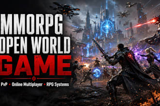 develop open world game, mmorpg multiplayer game in unity unreal