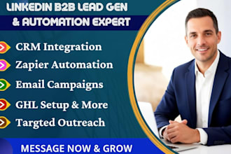 linkedin b2b lead gen CRM zapier email campaign automation and make com ghl