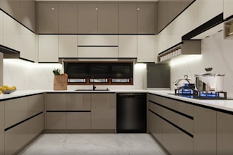 render modern minimalist kitchen, farmhouse, wooden kitchen, dining space render