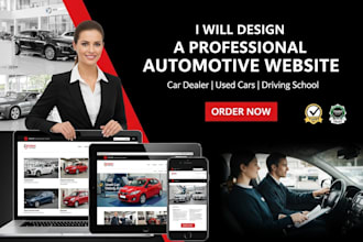 design a professional automotive, car delearship, driving school website