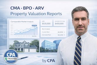 deliver cma, bpo, arv, company and property valuation reports for real estate