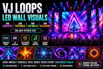 create futuristic 3d vj visuals for concerts, festivals and led walls dj