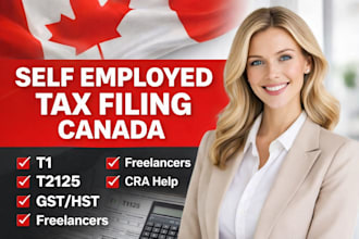 file canadian self employed tax return t1 t2125 gst hst