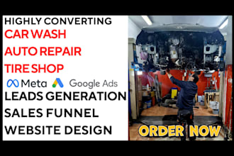 generate car wash auto repair polishing tire shop lead and build website