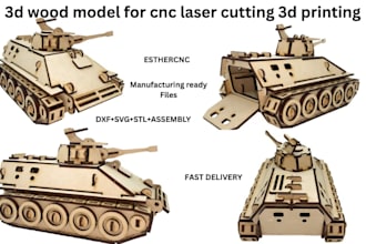 design 3d wood model for cnc, laser cutting, 3d printing
