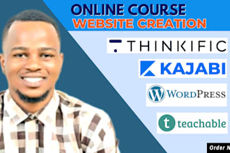setup online course website on thinkific, teachable, kajabi or wordpress