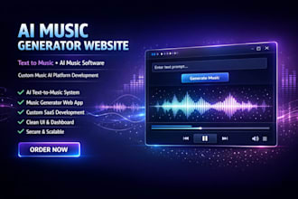 develop ai music generator website, software music website, ai text to music