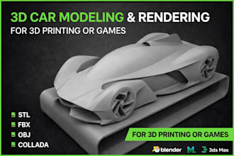 do 3d car model automotive car design rendering for 3d printing or game