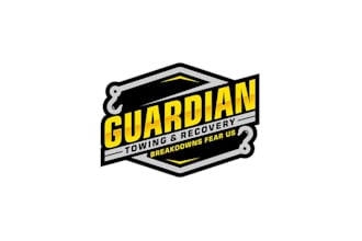 design tough towing company guardian recovery logo