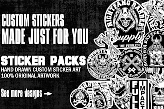 create black and white line art sticker illustration