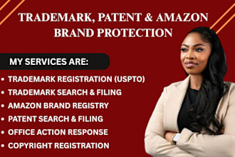 trademark and patent, research, registration, filling uspto amazon registration