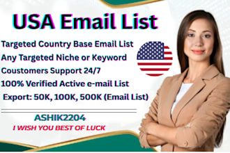 provide active email list, scrape in USA for your business