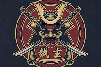 design a bold and powerful samurai logo