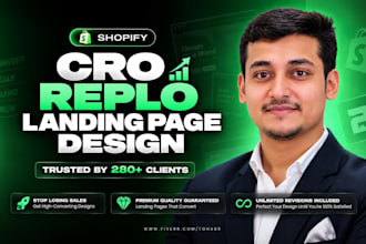 design shopify landing page in replo and product page, replo developer