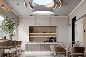 redesign restaurant interior layout rendering, coffee, lounge 3d visual, 3d cafe