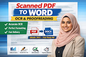 do fast ocr conversion, clean formatting, proofread word