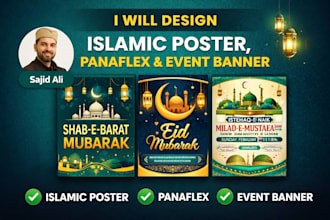 design professional islamic poster, panaflex, banner and social media post