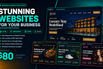 build a landing page for hotel, restaurant or store