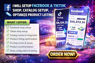 setup facebook tiktok shop, fix issues, catalog setup, optimize product listing