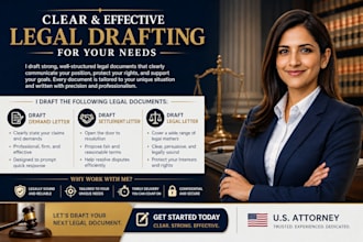 draft demand letter, legal letters for disputes and enforcement as US attorney