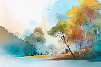 draw a watercolor landscape illustration
