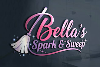 design janitorial, commercial, pressure wash and cleaning service logo