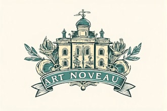 create vintage logo with art noveau illustration
