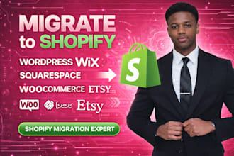 migrate wordpress wix squarespace woocommerce etsy to shopify website migration