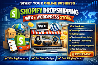 build shopify dropshipping wix wordpress woocommerce, webflow ecommerce store